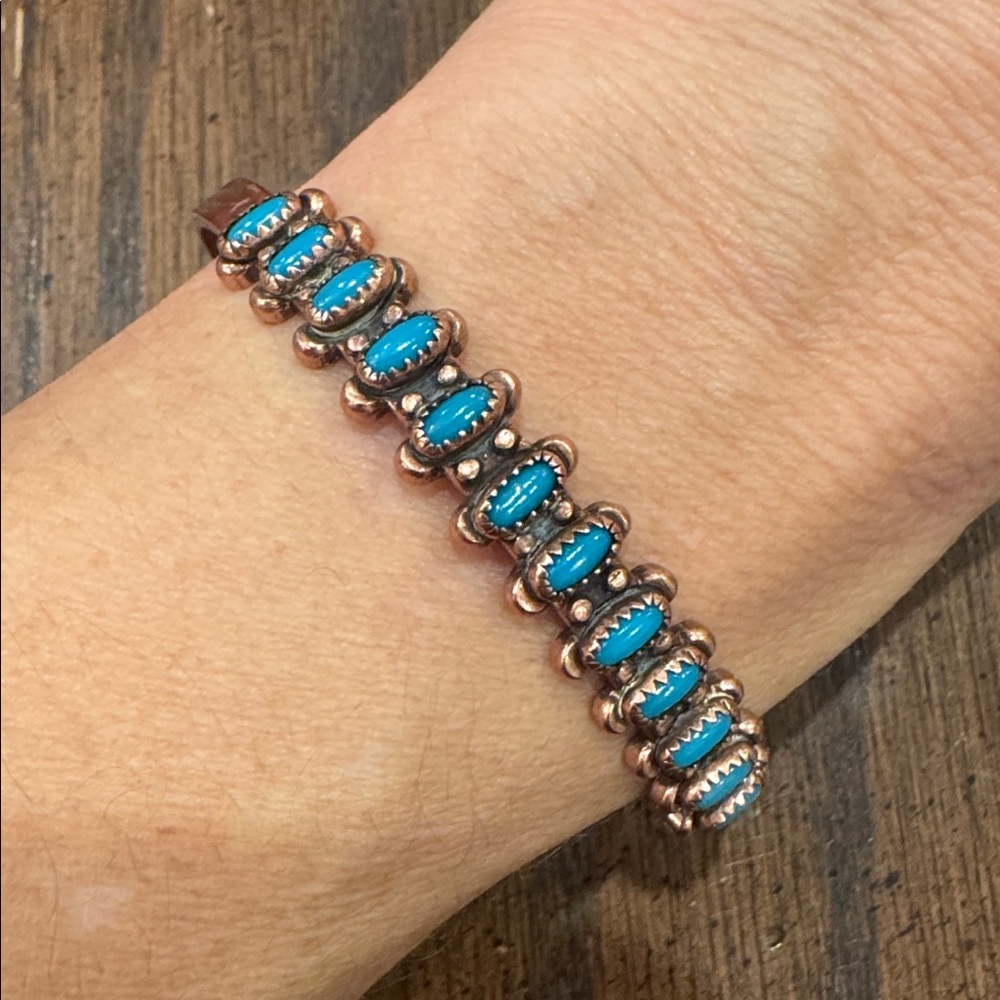 Solid Copper And Elegant Simulated Turquoise Brac… - image 2